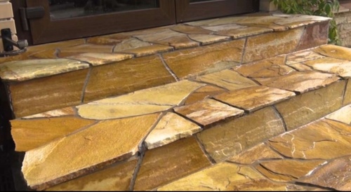 Плитняк златолит жёлтый золотистый для отмостки купить в Тольятти